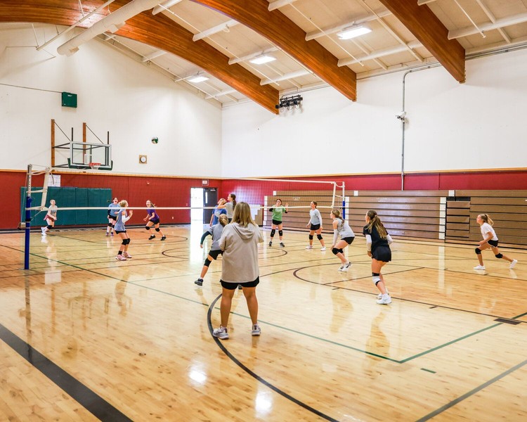 Firm Foundation Christian School currently operates with a single gym for all grade levels and after-school athletic activities to use. A Firm Foundation Christian School volleyball team practices on Wednesday, Sept. 16.
