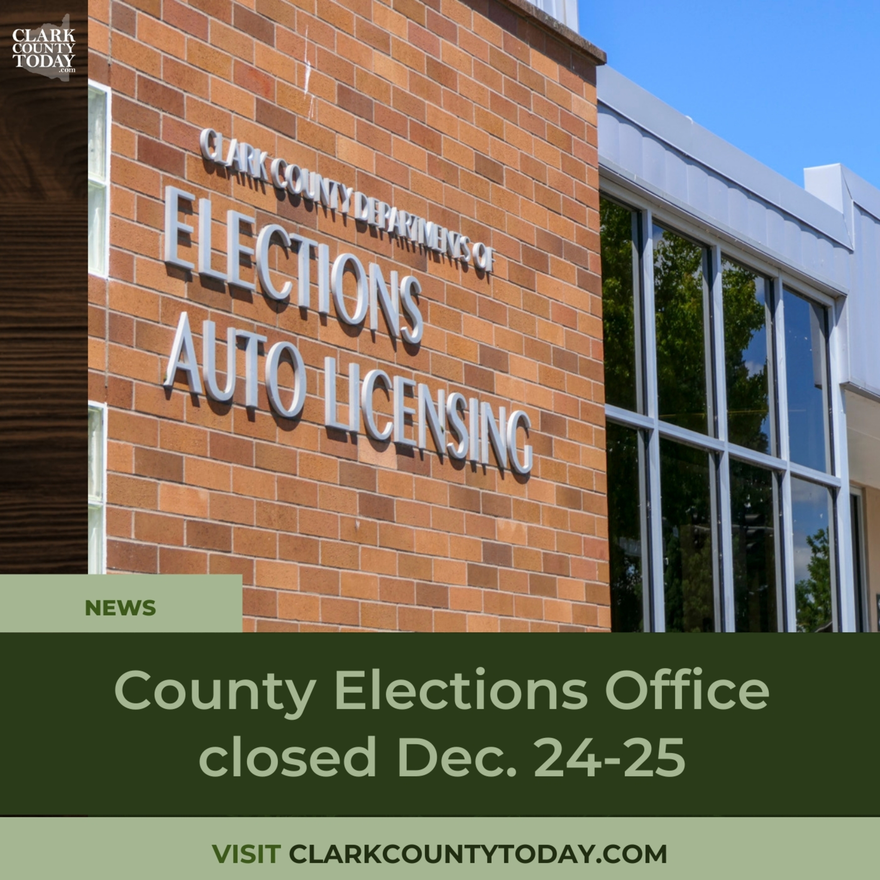 County Elections Office closed Dec. 24-25 episode artwork