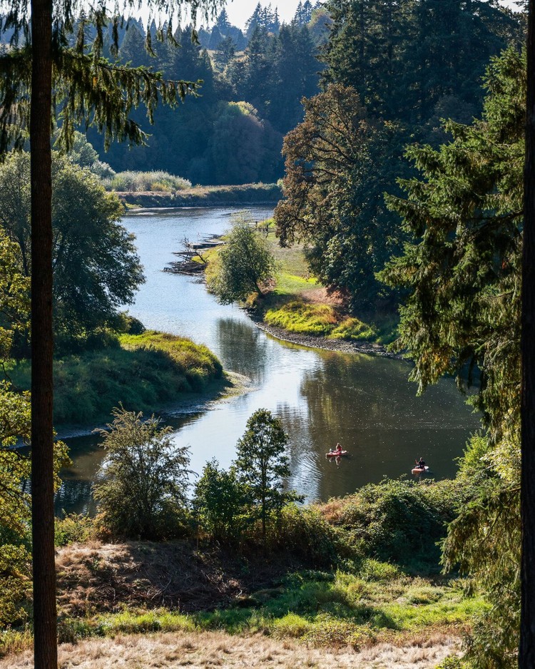 The East Fork Lewis River is viewed from the site of a future overlook and plaza as part of the city of La Center’s planned Downtown 2.0 project on Thursday, Sept. 17.