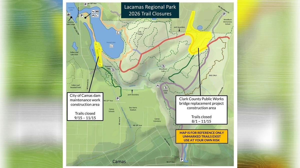 Trail and access closures begin soon at Lacamas Regional Park for bridge replacement project