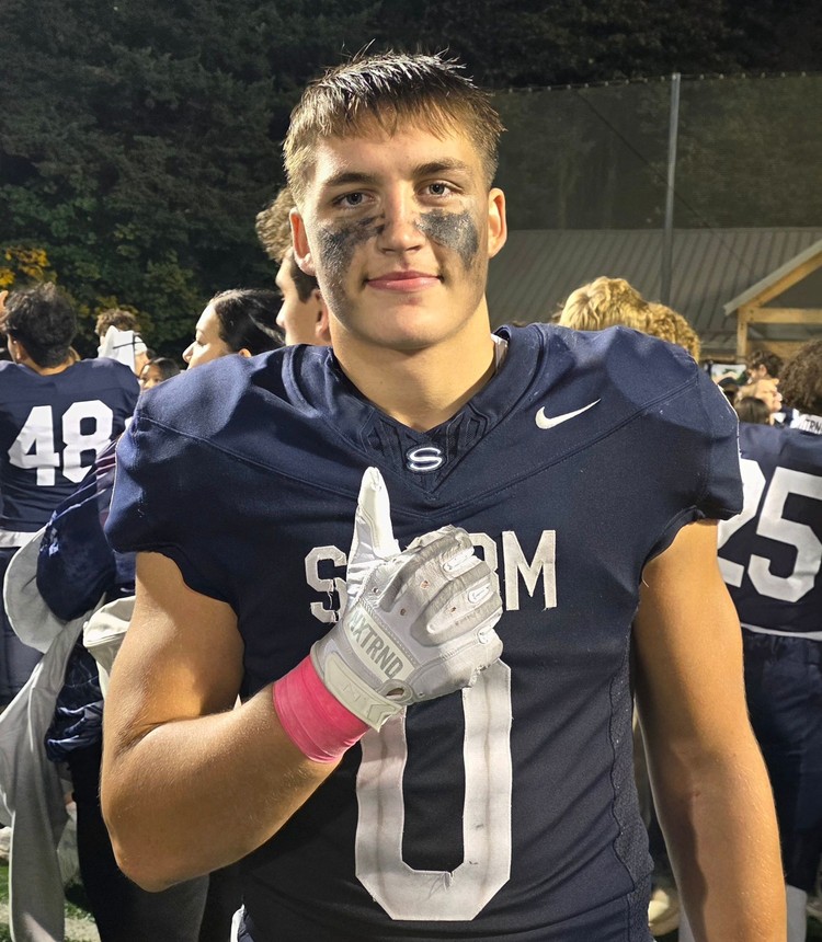 Skyview’ David Dudko says he bleeds blue, loving every minute on the football field with his teammates.