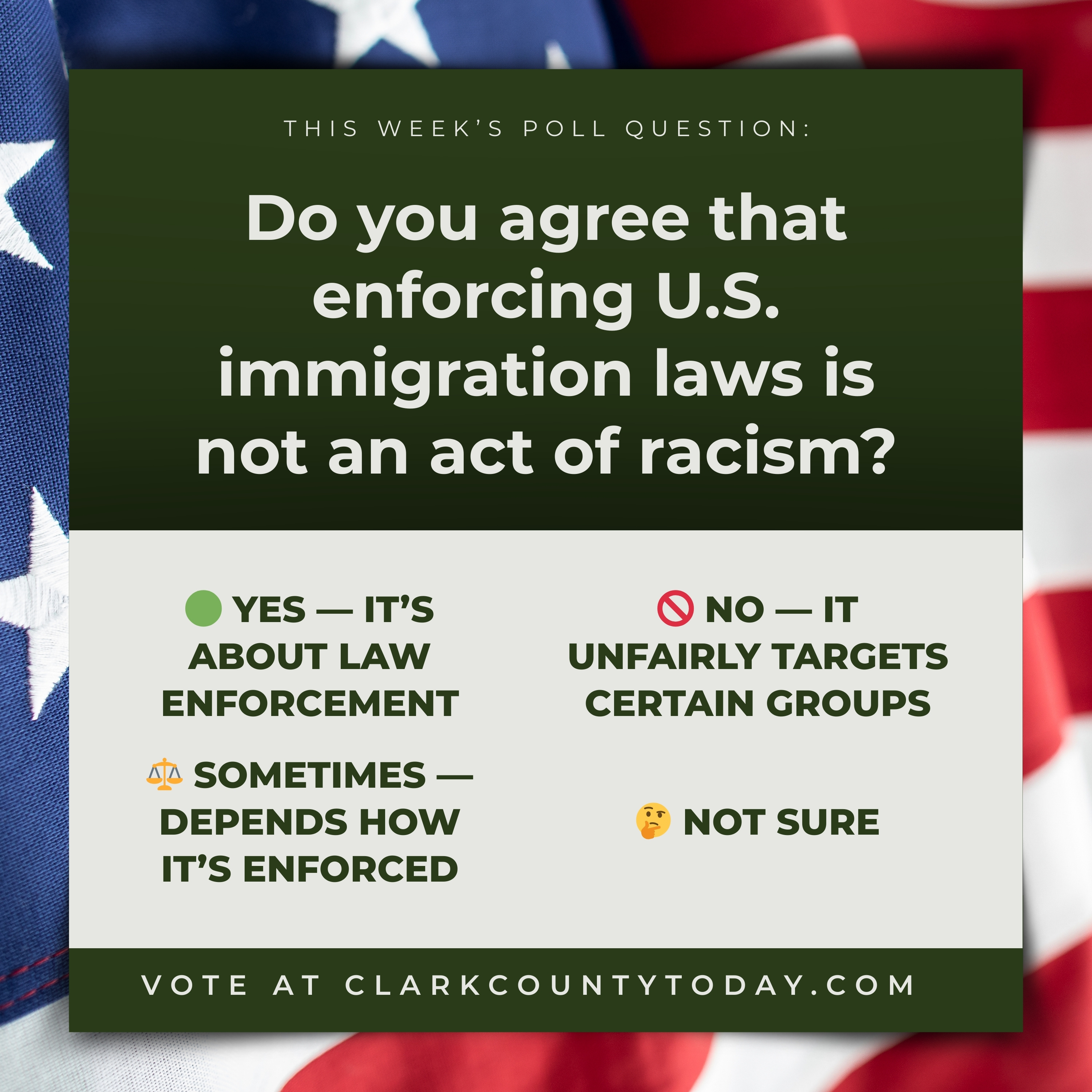 POLL: Do you agree that enforcing U.S. immigration laws is not an act of racism?