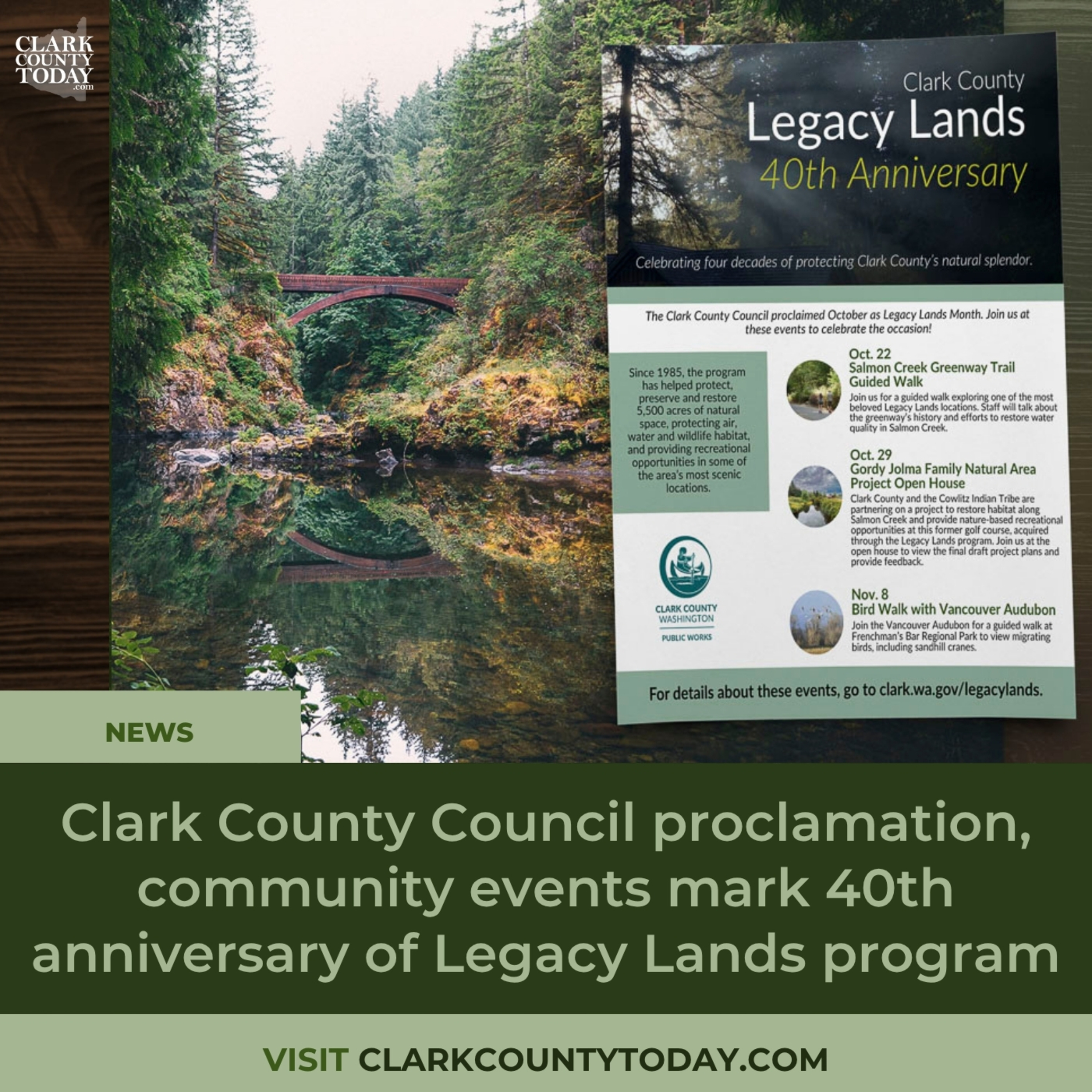 Clark County Council proclamation, community events mark 40th anniversary of Legacy Lands program