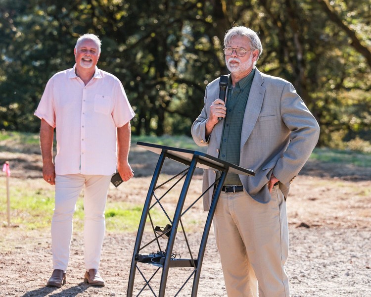 State Rep. Ed Orcutt, R-Kalama, speaks to attendees of the groundbreaking event for Downtown 2.0 on Thursday, Sept. 17.