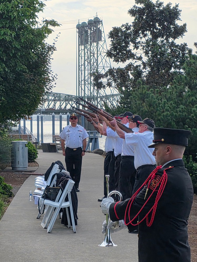 A rifle salute at the 9/11 Patriot Day Salute in Vancouver on Friday