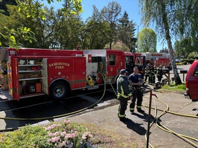 Crews reached the McGillivray Boulevard scene in three minutes, preventing spread to main living areas.