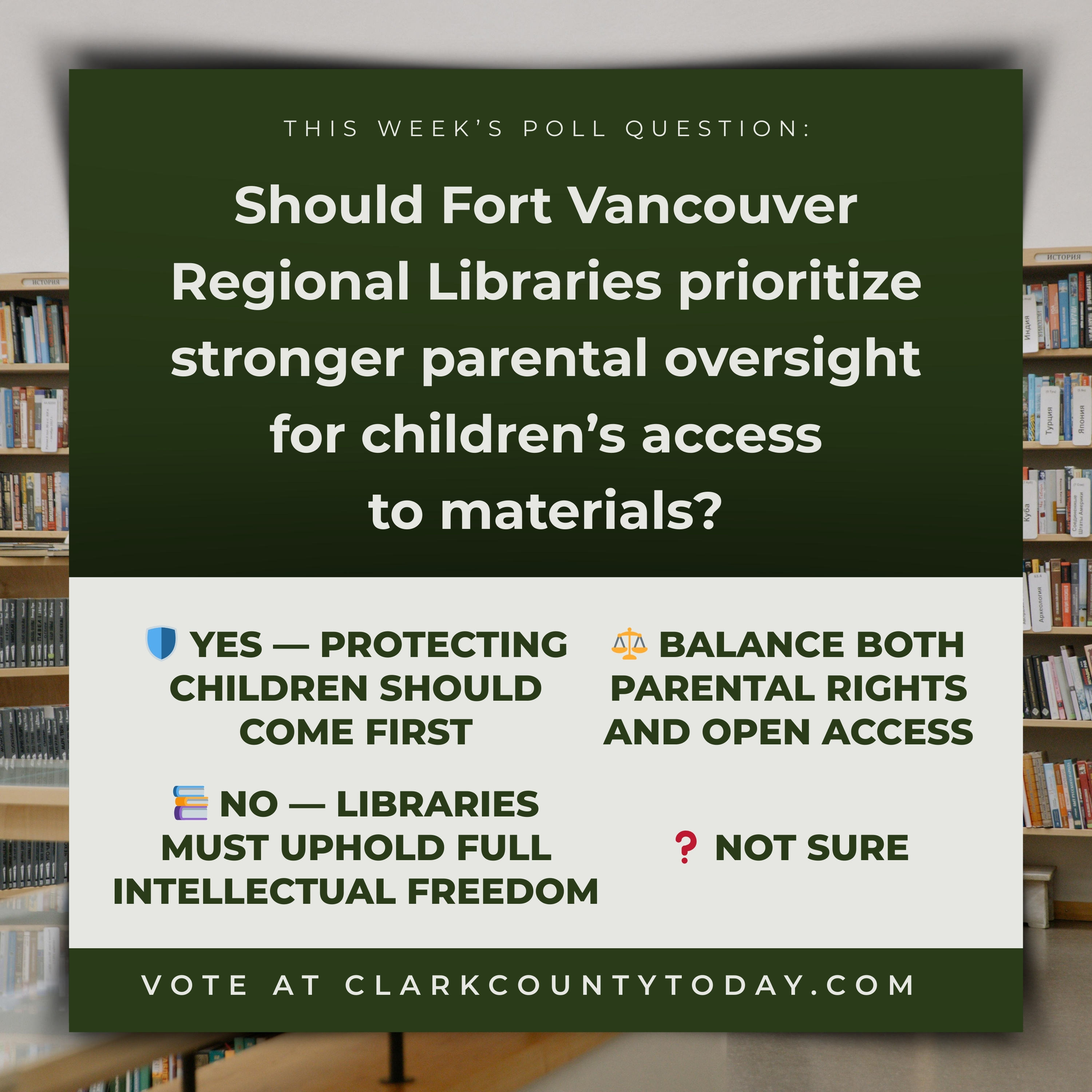 POLL: Should Fort Vancouver Regional Libraries prioritize stronger parental oversight for children’s access to materials? episode artwork