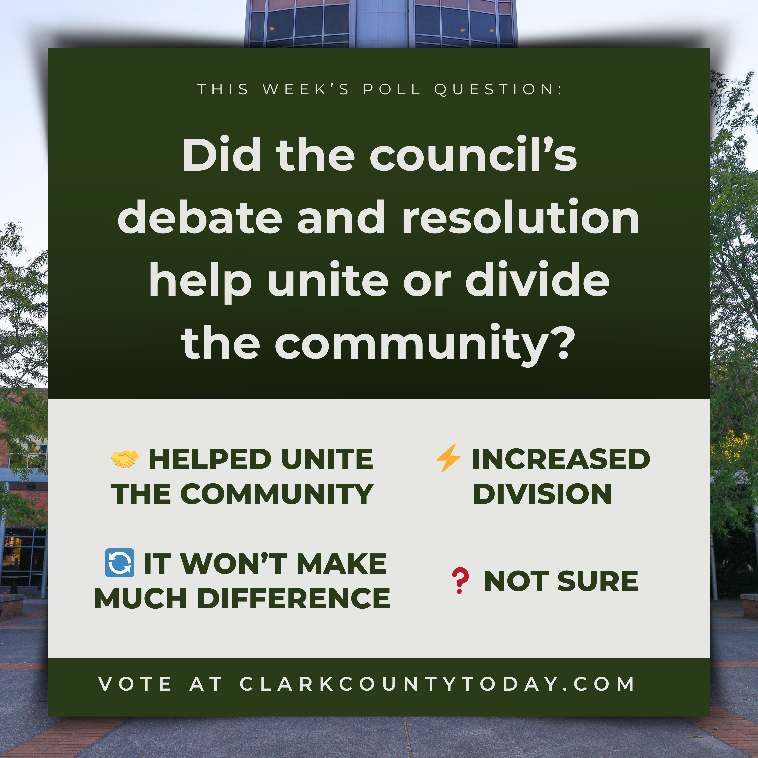 POLL: Did the council’s debate and resolution help unite or divide the community? episode artwork