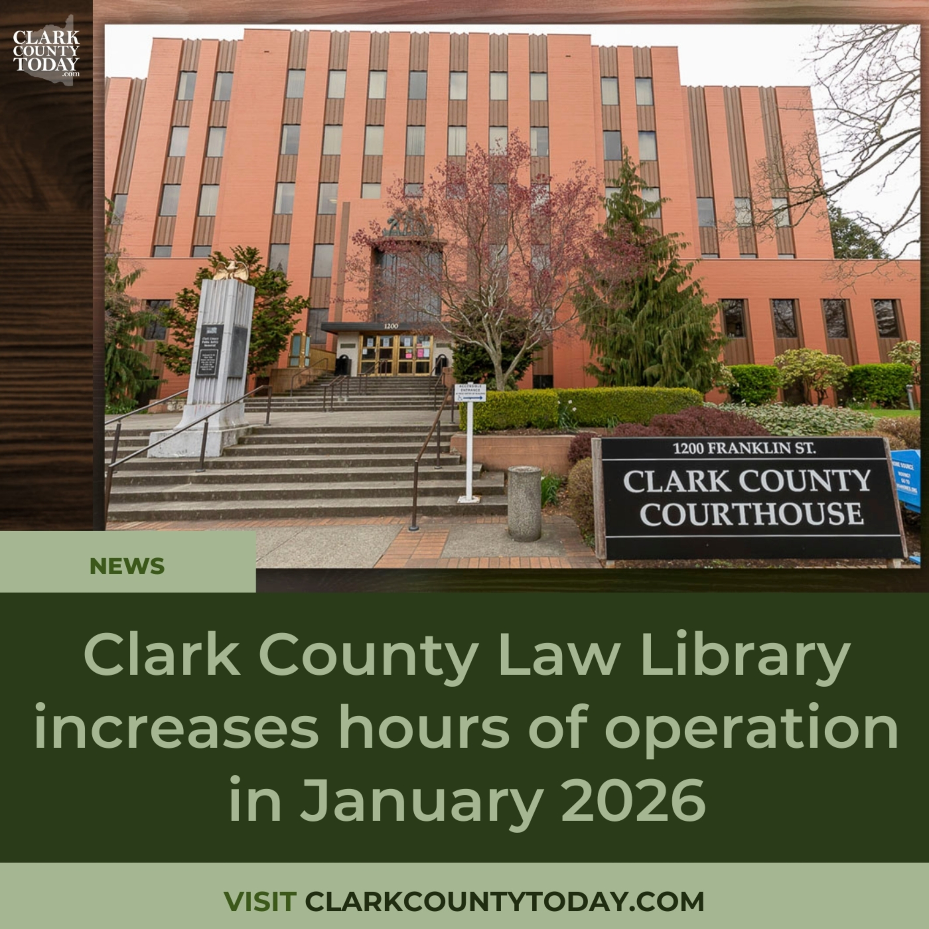Clark County Law Library increases hours of operation in January 2026