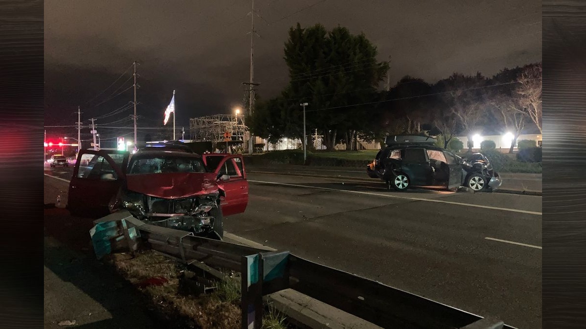 Four vehicle crash sends two to hospital