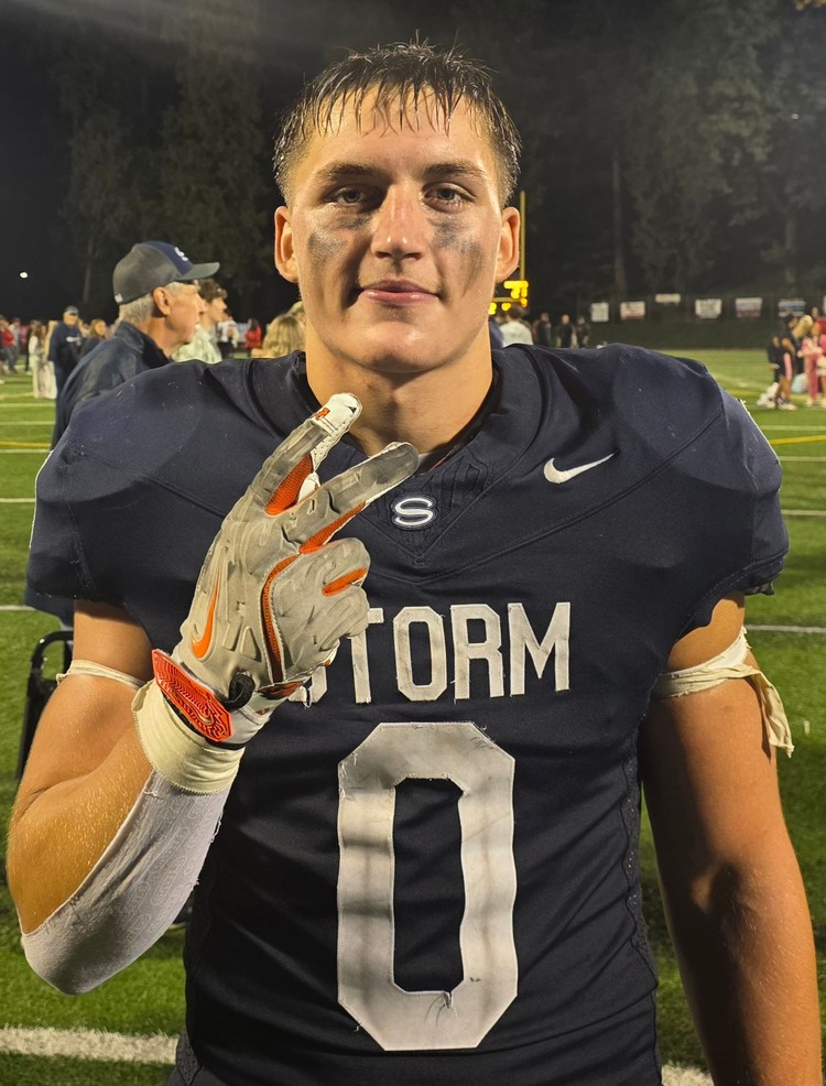 David Dudko made plays on defense all night, and he also had two rushing touchdowns for the Skyview Storm in a win over Camas.