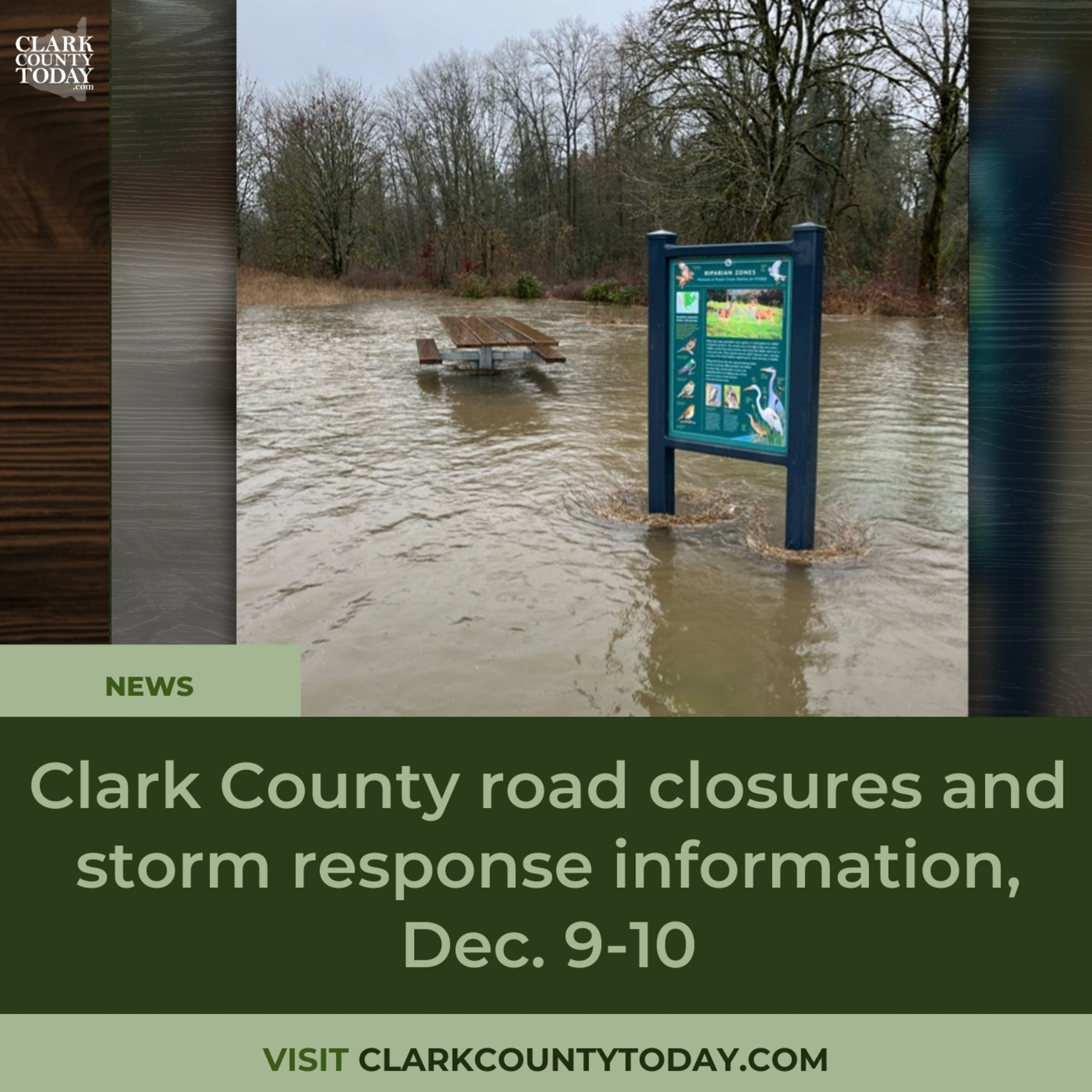 Clark County road closures and storm response information, Dec. 9-10