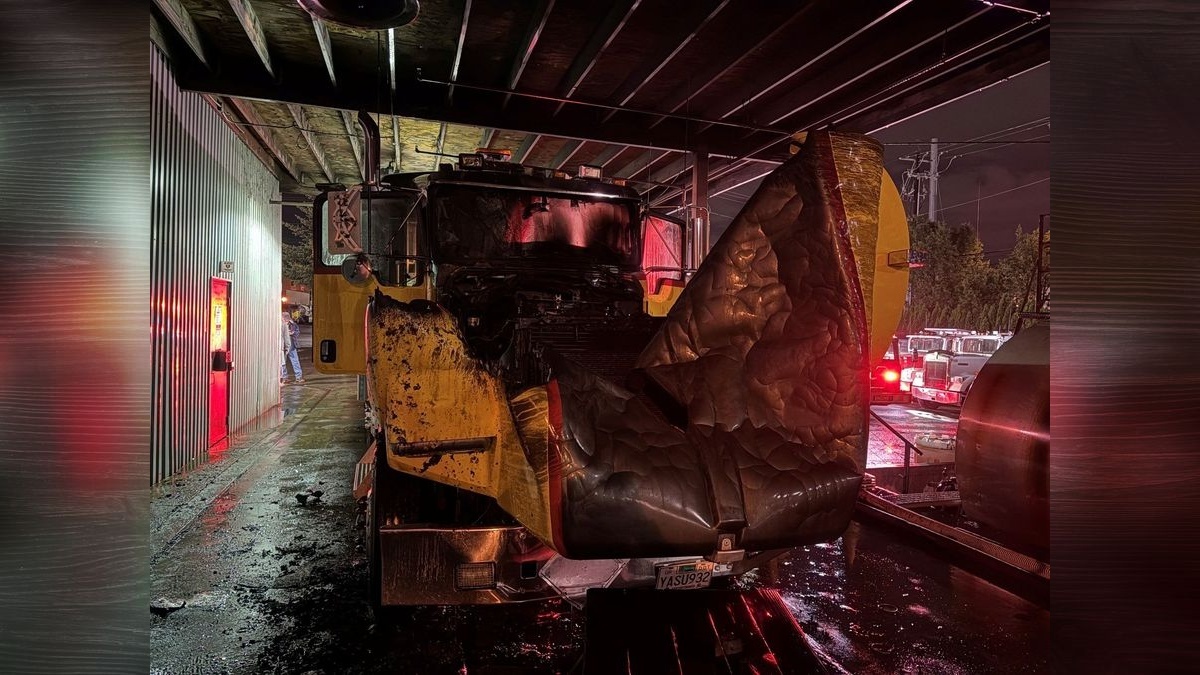 Commercial vehicle fire contained by sprinkler system and Vancouver Fire crews