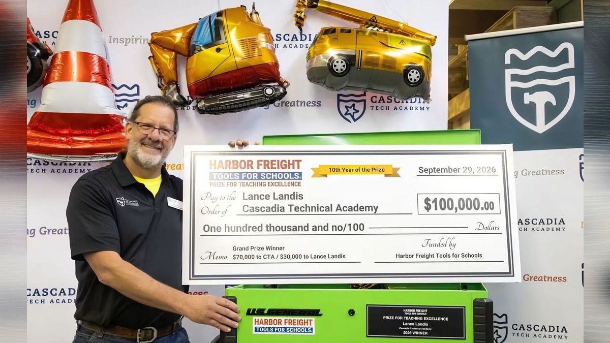 Cascadia Technical Academy teacher wins prestigious award from Harbor Freight Tools