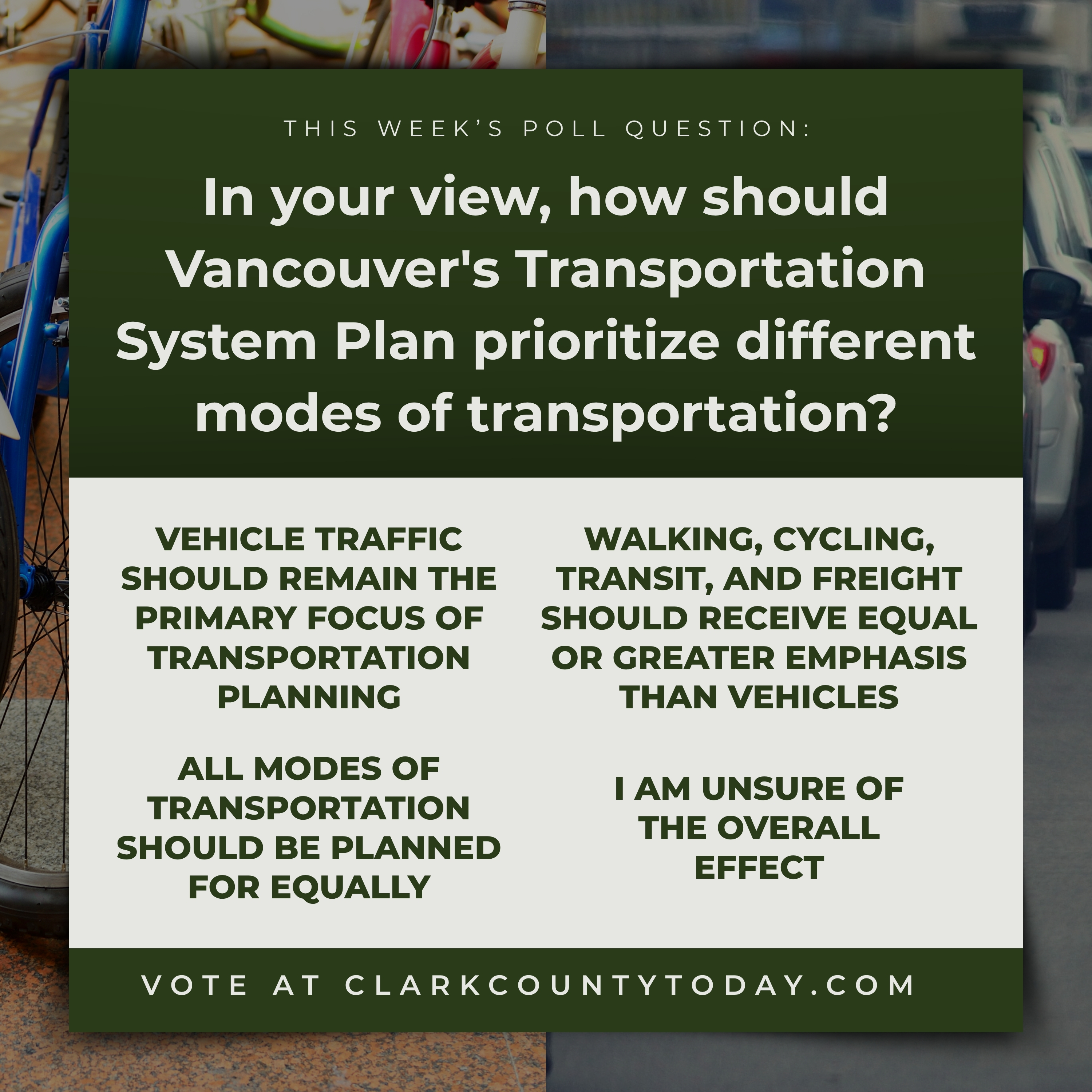 In your view, how should Vancouver's Transportation System Plan prioritize different modes of transportation?