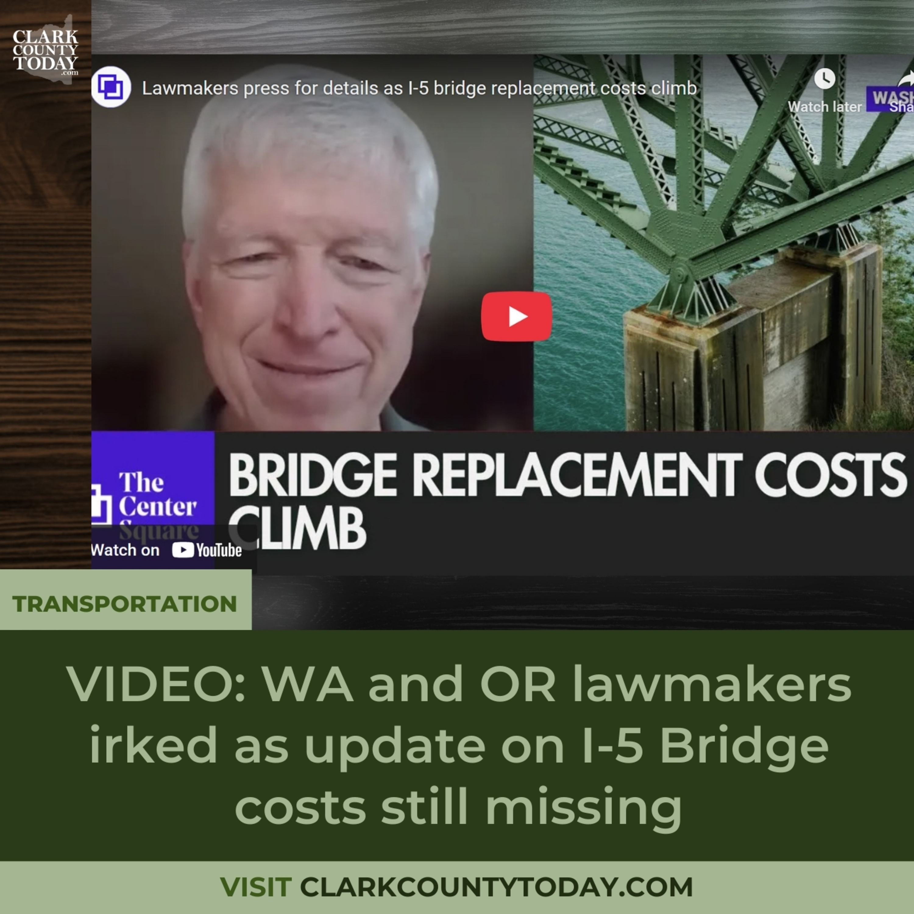 VIDEO: WA and OR lawmakers irked as update on I-5 Bridge costs still missing episode artwork