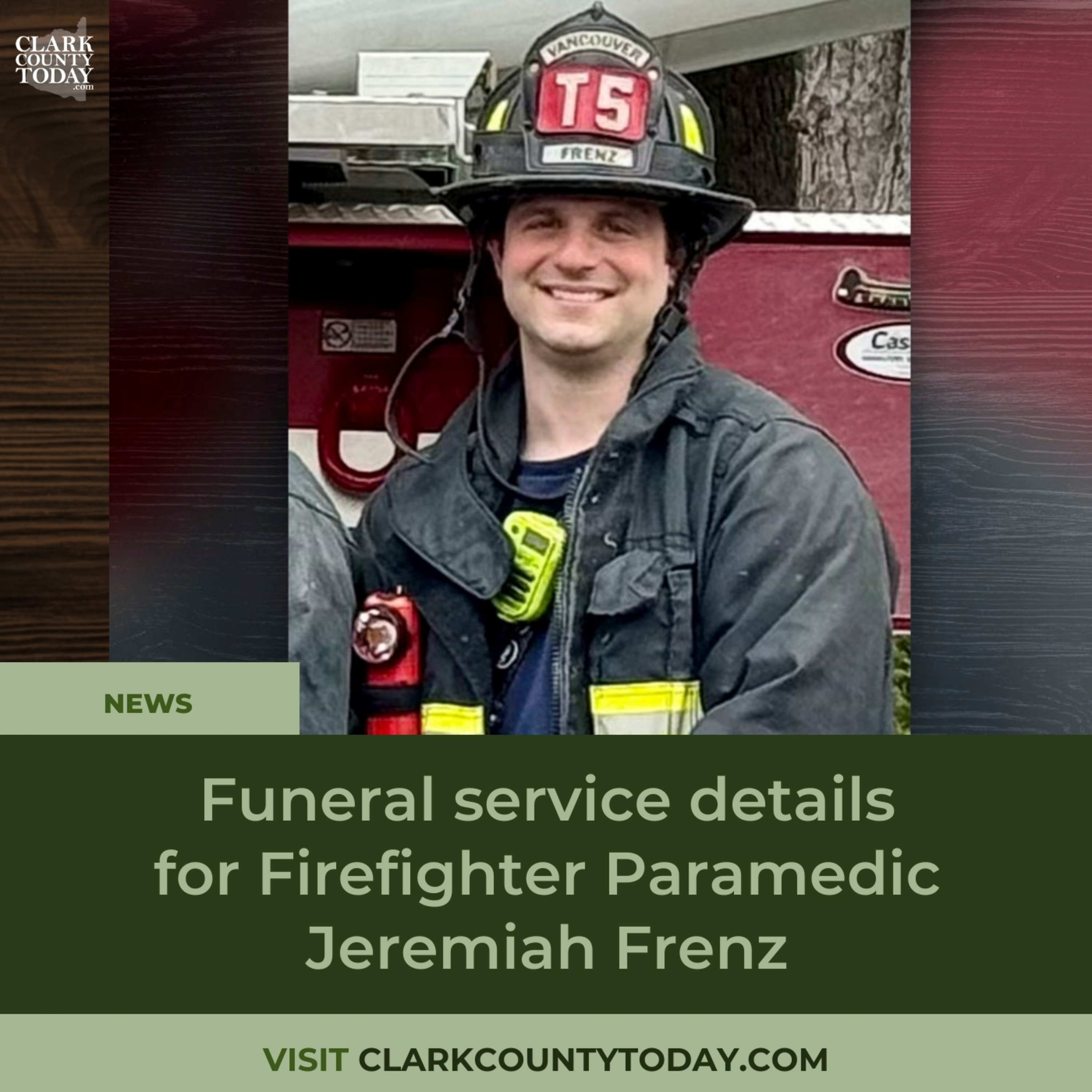 Funeral service details for Firefighter Paramedic Jeremiah Frenz episode artwork