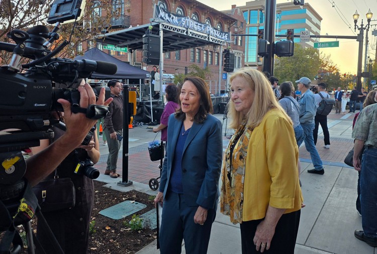 U.S. Senator Maria Cantwell and Vancouver Mayor Anne McEnerny-Ogle gave the press their thoughts on the Main Street celebration in downtown Vancouver on Wednesday
