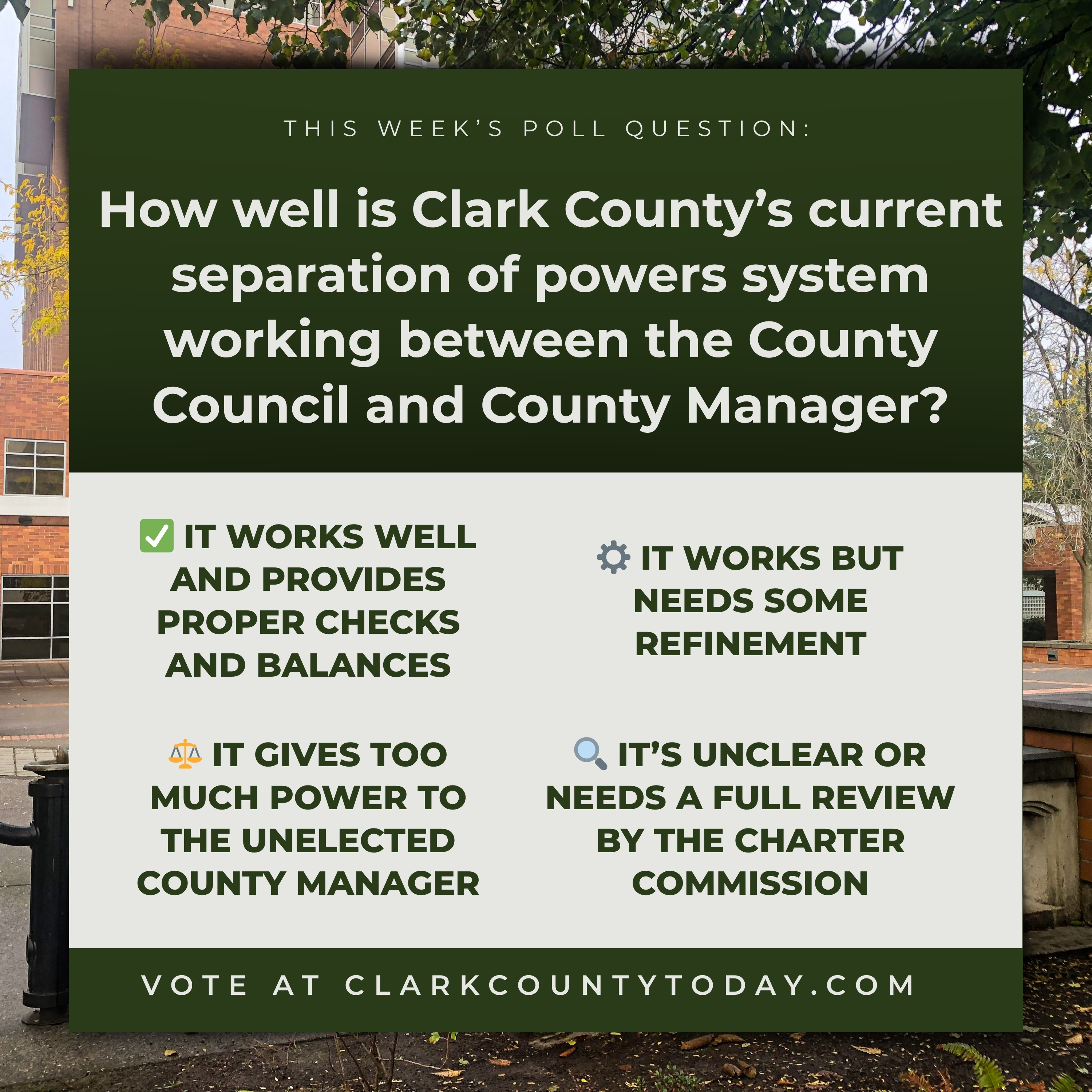 POLL: How well is Clark County’s current separation of powers system working between the County Council and County Manager?