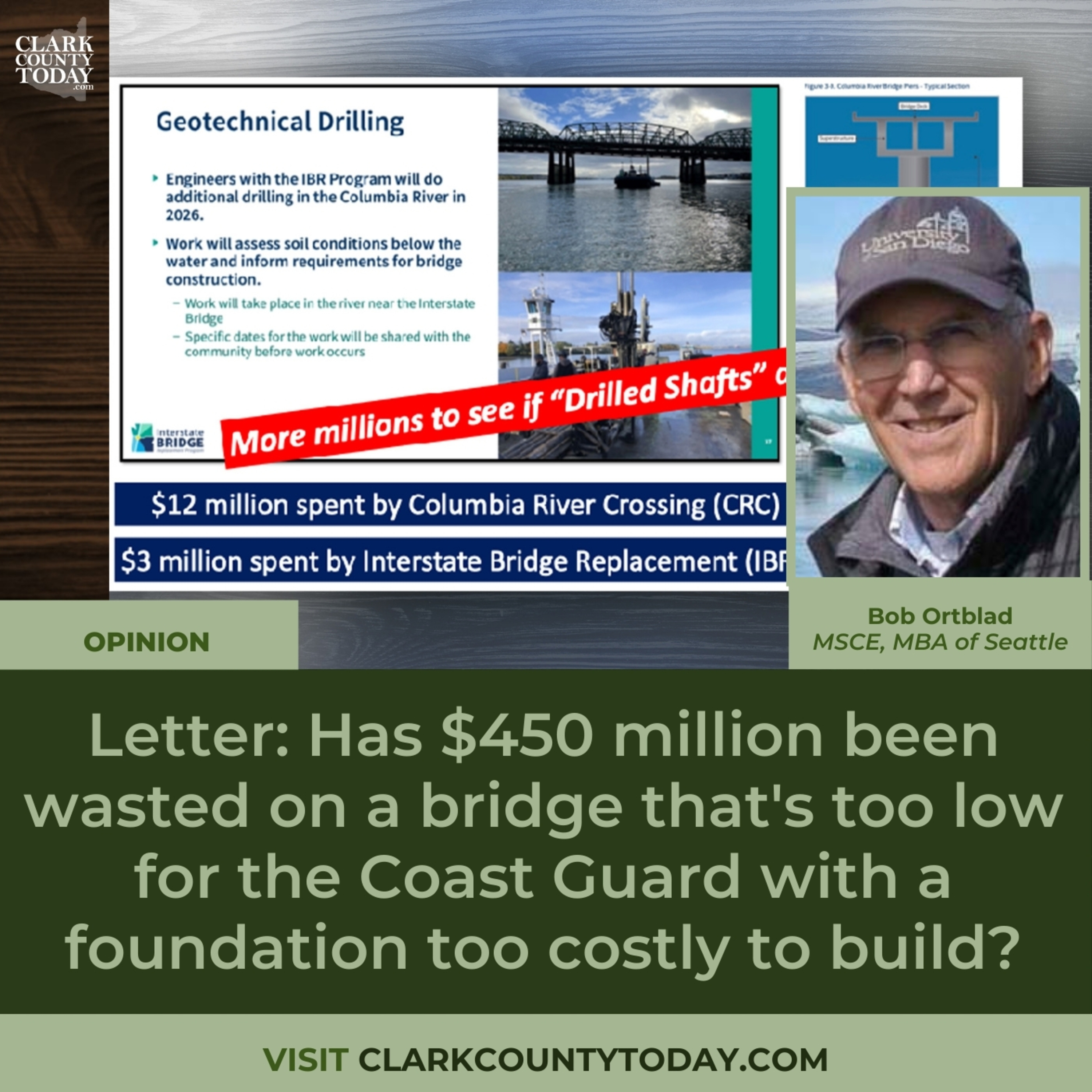 Letter: Has $450 million been wasted on a bridge that's too low for the Coast Guard with a foundation too costly to build? episode artwork