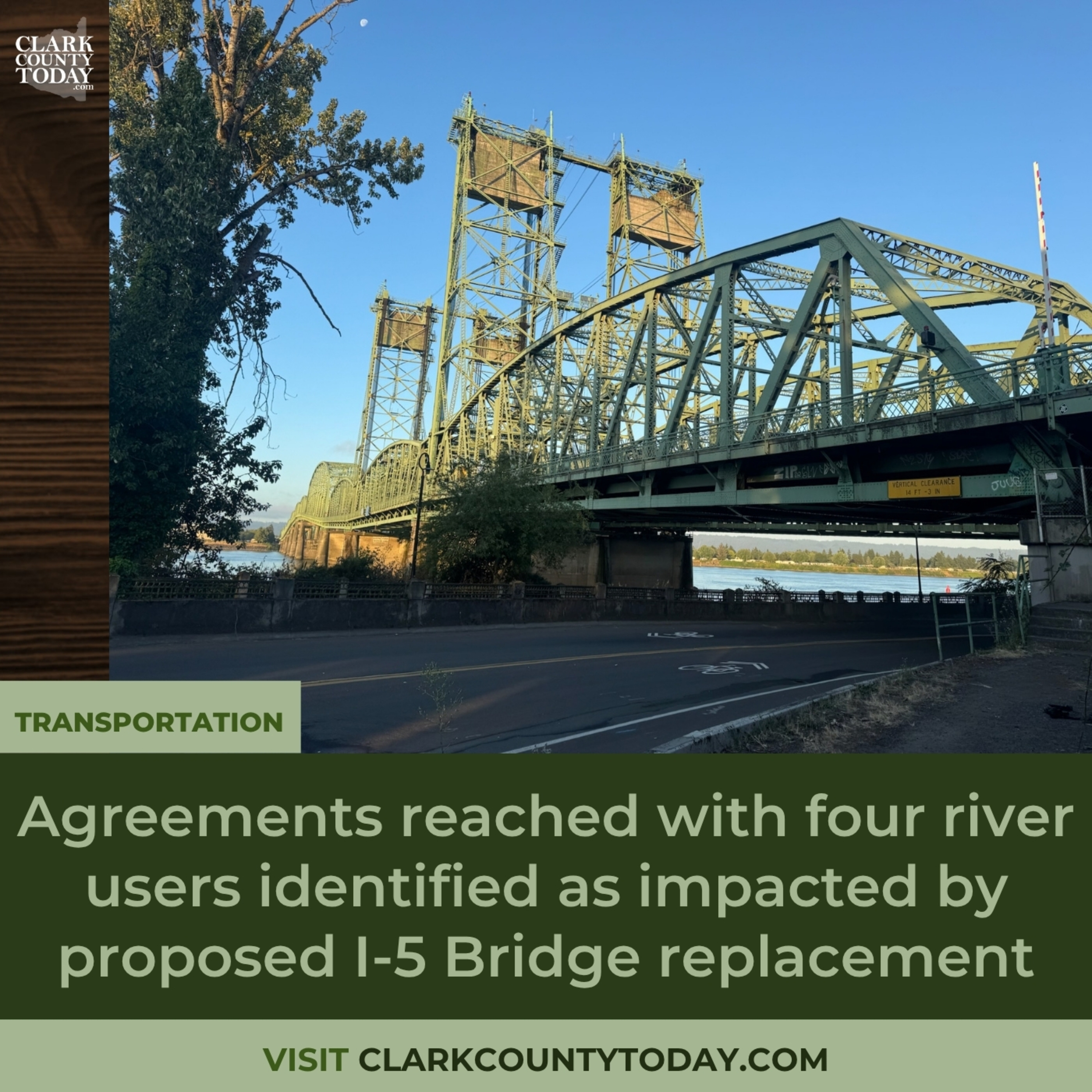 Agreements reached with four river users identified as impacted by proposed I-5 Bridge replacement