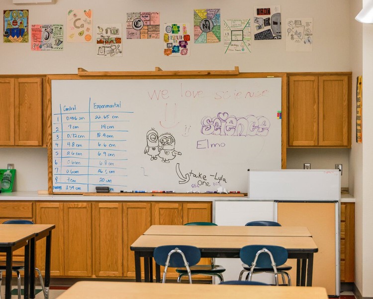 Art is seen on a science class white board at Firm Foundation Christian School in Battle Ground on Wednesday, Sept. 16.